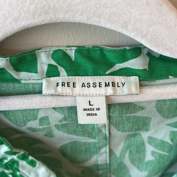 Free Assembly large Green Floral Dress belted waist - Picture 4 of 7